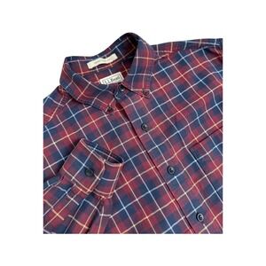 LL Bean Mens Scotch Plaid Flannel Button Down Shirt‎ Traditional Fit Medium Tall
